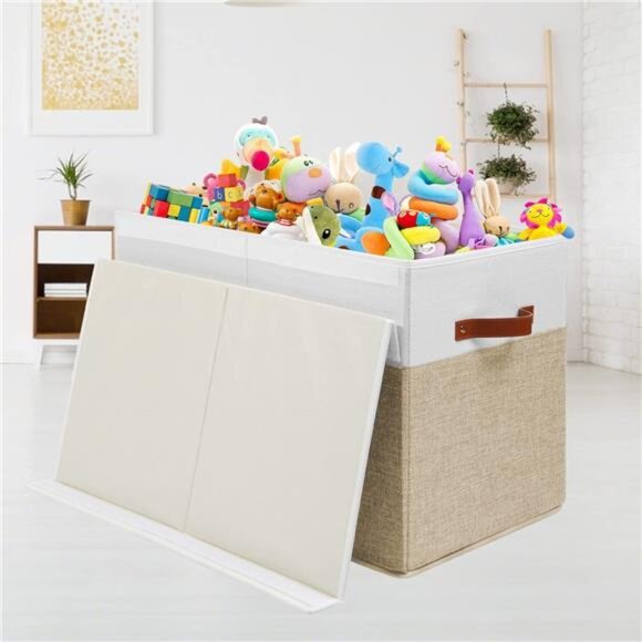 Large Toy Storage Box with Lid, Sturdy Toys Storage Chest Bin Organizer Basket - Picture 4 of 8